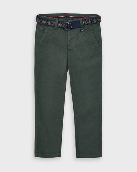 Pantaloni bambino Mayoral tessuto rigato verde con cintura - ErreGiModaBimbo