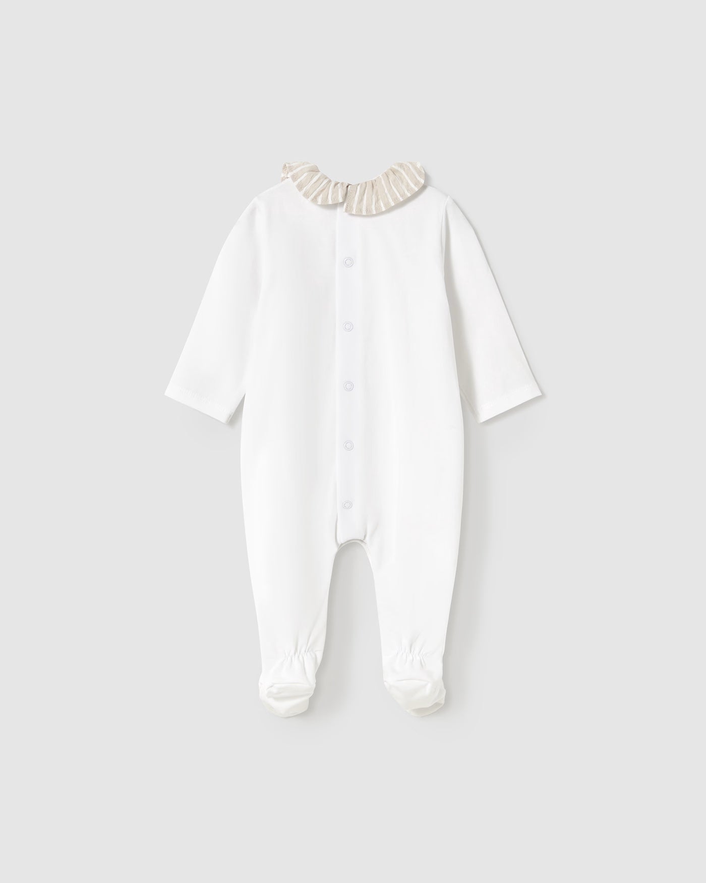 Tutina neonata Mayoral Newborn bianca colletto beige righe Mayoral Bianco
