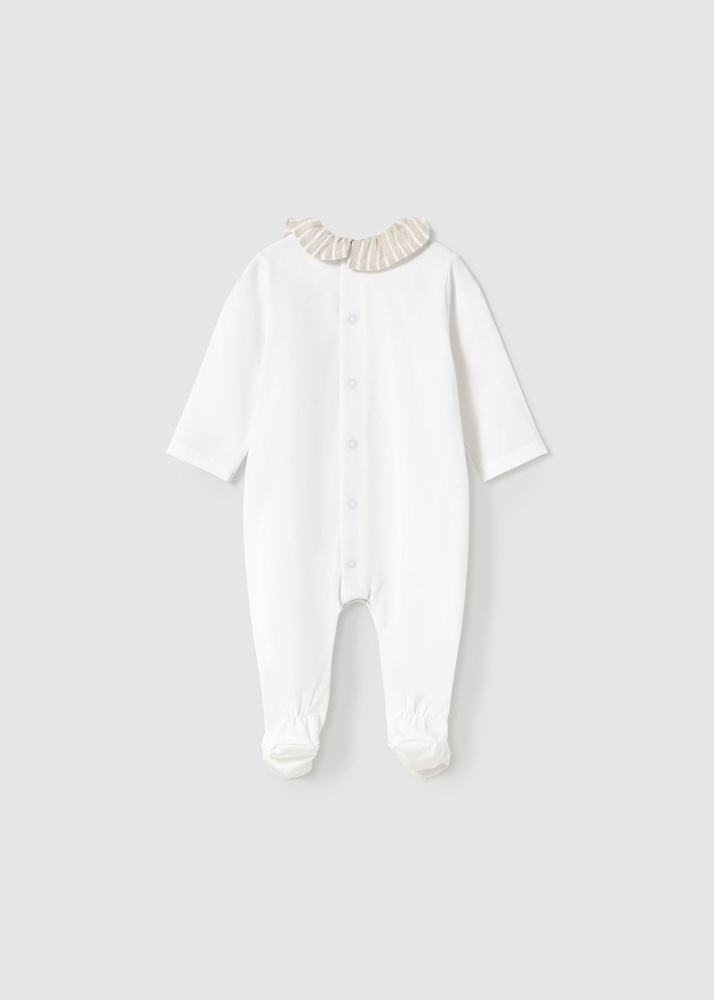 Tutina neonata Mayoral Newborn bianca colletto beige righe Mayoral Bianco
