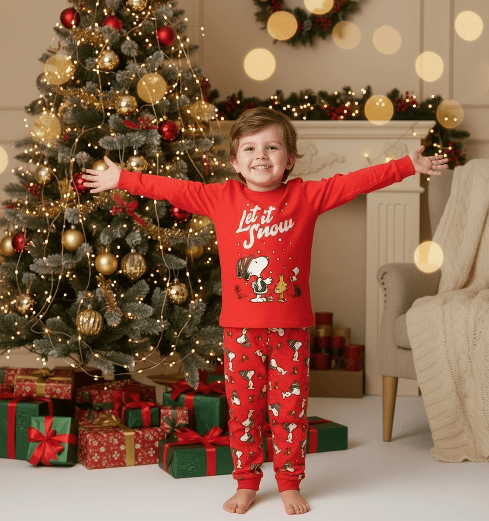 Pigiama caldo cotone iDO Snoopy Natale rosso iDO 12 Mesi 80cm