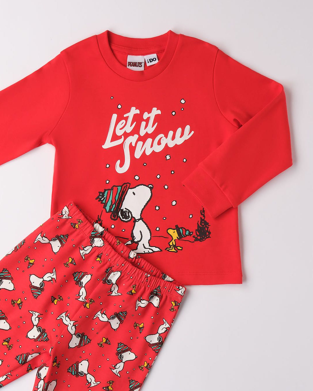 Pigiama caldo cotone iDO Snoopy Natale rosso iDO 12 Mesi 80cm