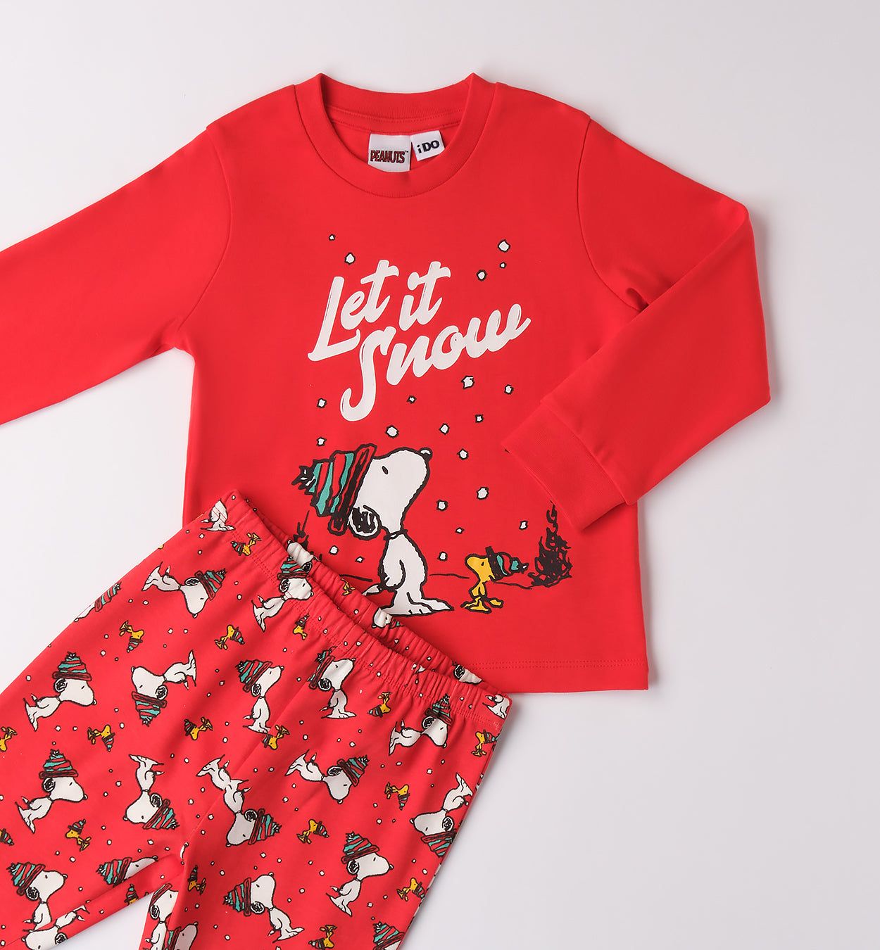 Pigiama caldo cotone iDO Snoopy Natale rosso iDO 12 Mesi 80cm
