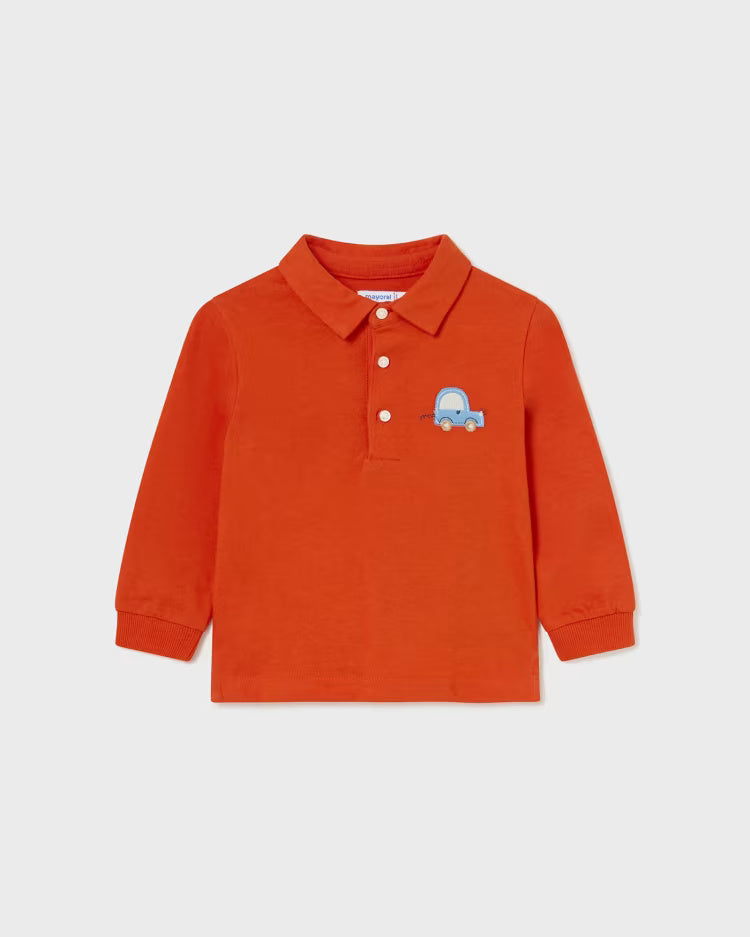 Polo caldo cotone neonato Mayoral ricamo macchinina arancione Mayoral Arancione