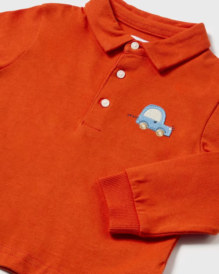 Polo caldo cotone neonato Mayoral ricamo macchinina arancione Mayoral Arancione