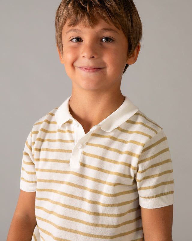 Polo bambino Mayoral cotone panna righe beige elegante Mayoral 2 Anni 92cm
