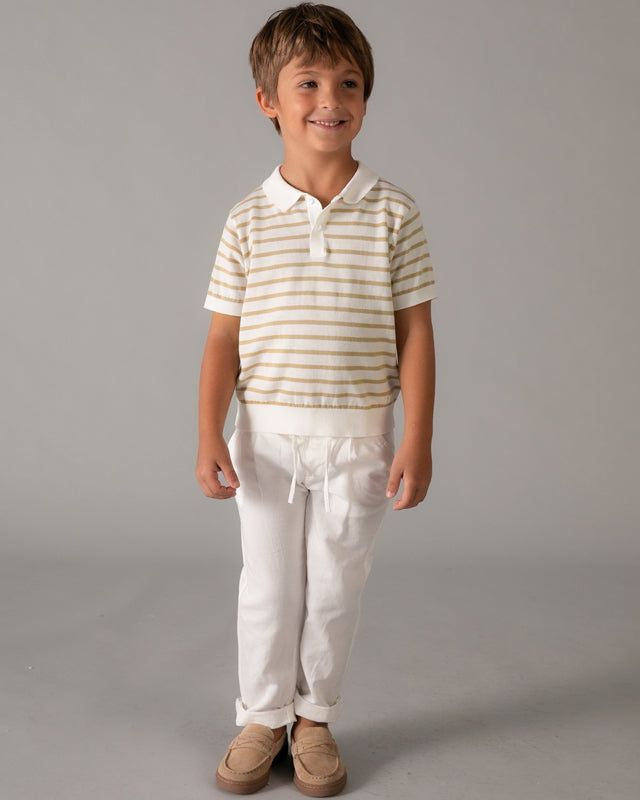 Polo bambino Mayoral cotone panna righe beige elegante Mayoral 2 Anni 92cm