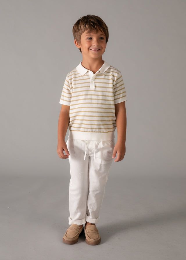 Polo bambino Mayoral cotone panna righe beige elegante Mayoral 2 Anni 92cm