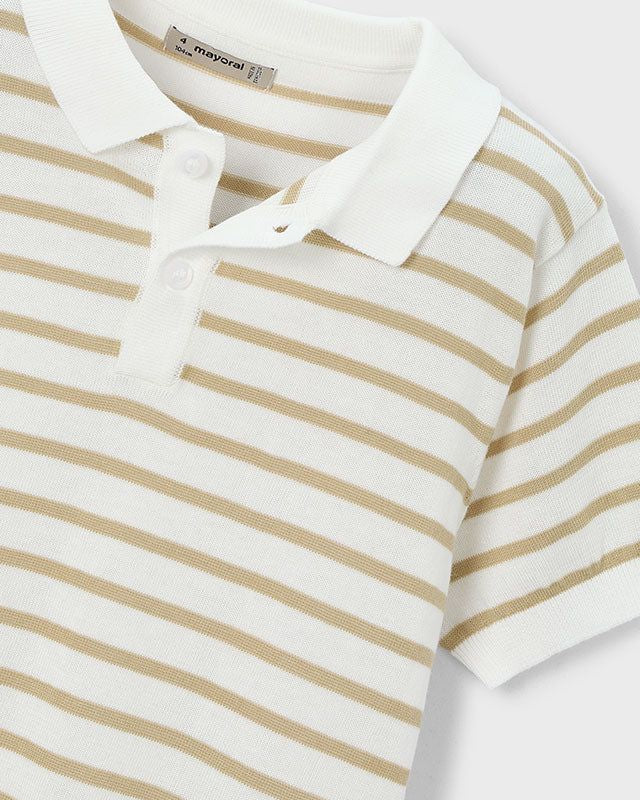 Polo bambino Mayoral cotone panna righe beige elegante Mayoral 2 Anni 92cm