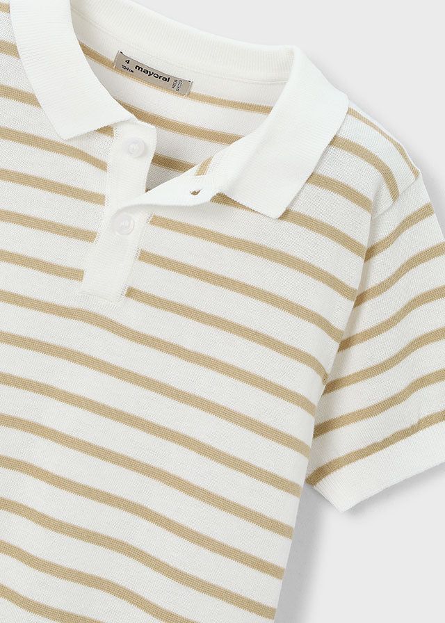Polo bambino Mayoral cotone panna righe beige elegante Mayoral 2 Anni 92cm