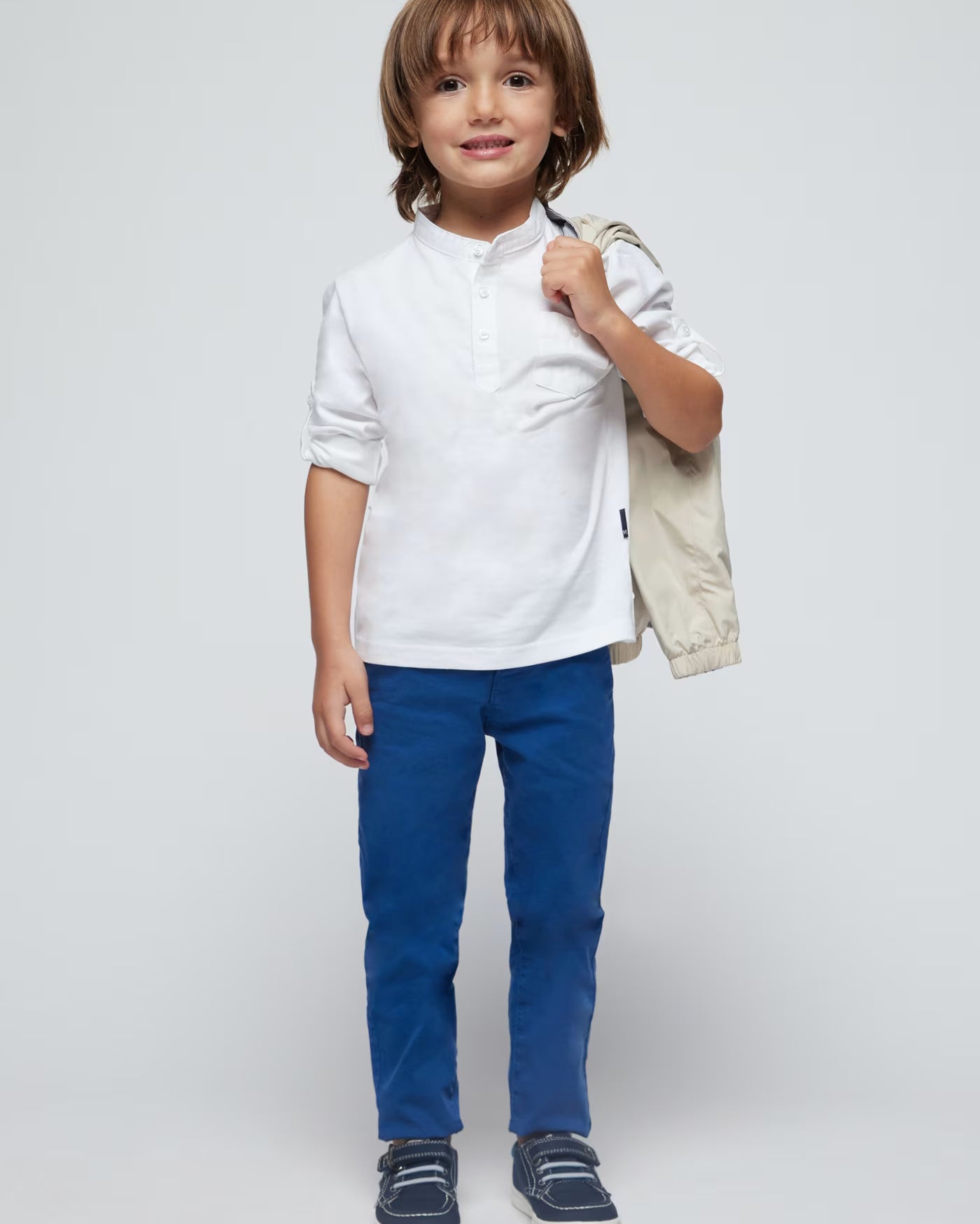 Polo manica lunga con botone manica coreana bambino Mayoral bianca Mayoral Bianco