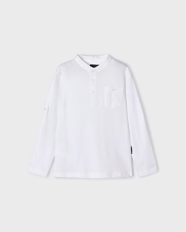 Polo manica lunga con botone manica coreana bambino Mayoral bianca Mayoral Bianco