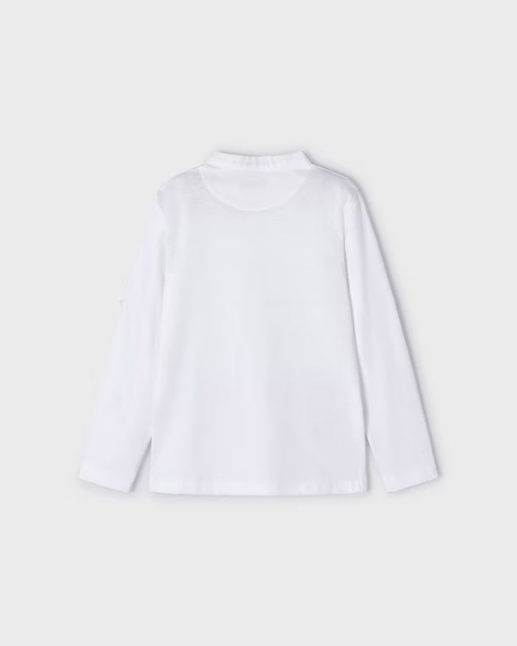 Polo manica lunga con botone manica coreana bambino Mayoral bianca Mayoral Bianco