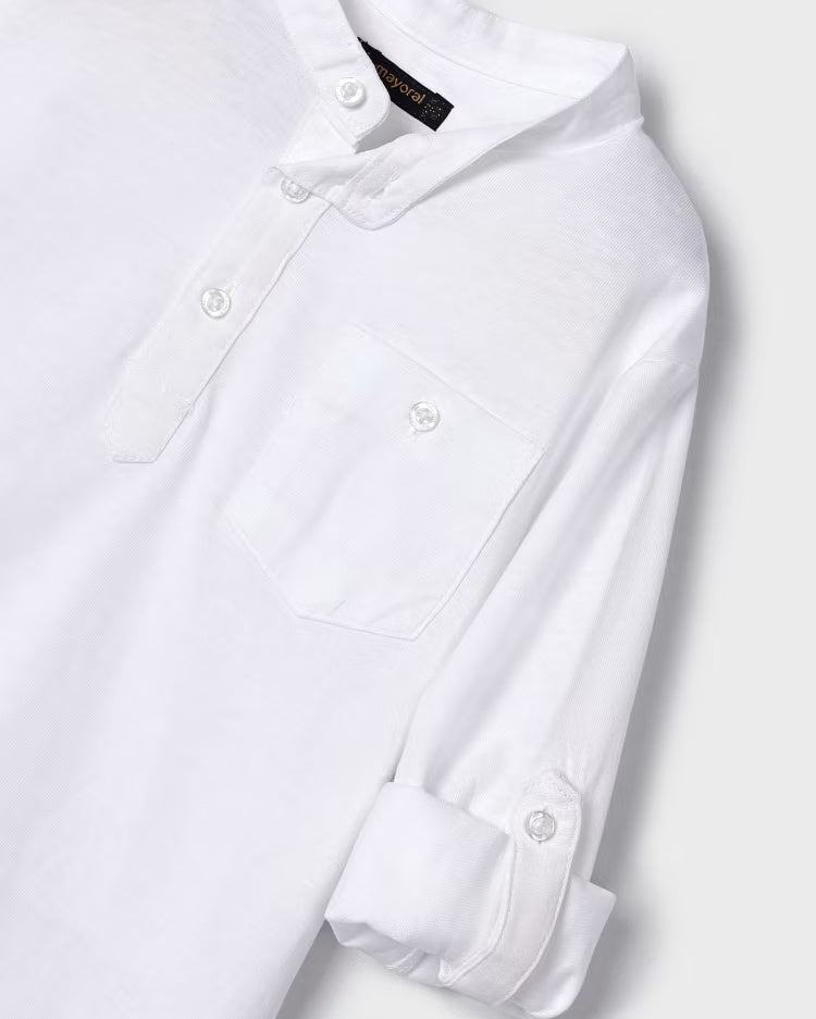 Polo manica lunga con botone manica coreana bambino Mayoral bianca Mayoral Bianco