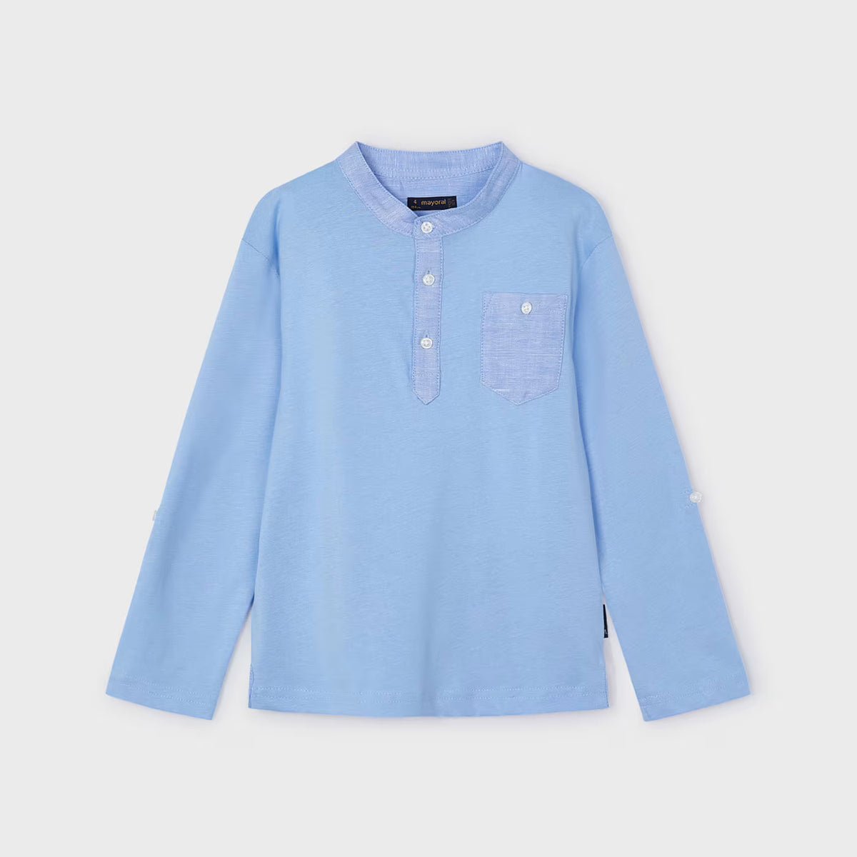 Polo manica lunga con botone manica coreana bambino Mayoral celeste