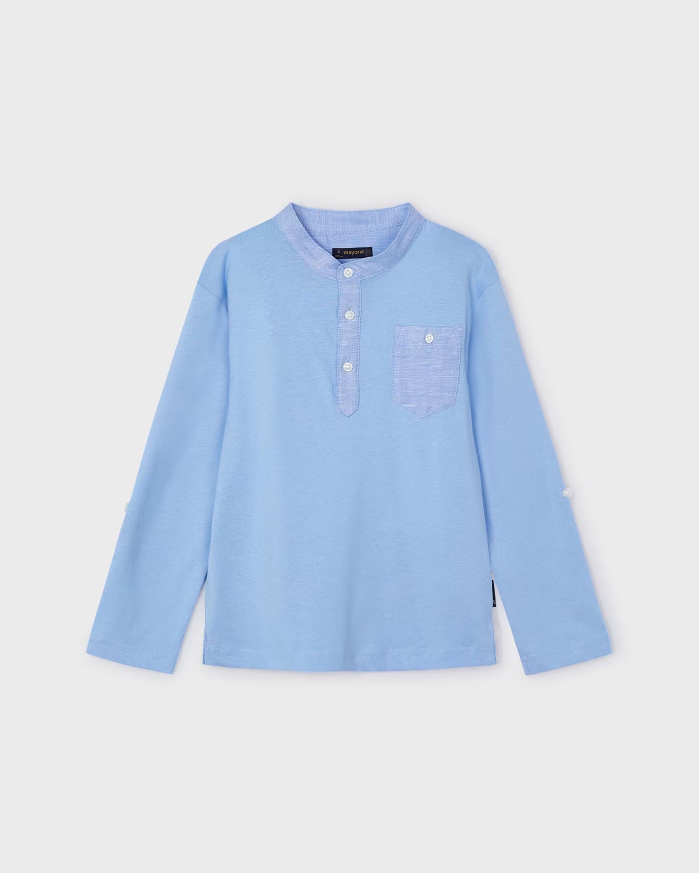 Polo manica lunga con botone manica coreana bambino Mayoral celeste Mayoral Celeste