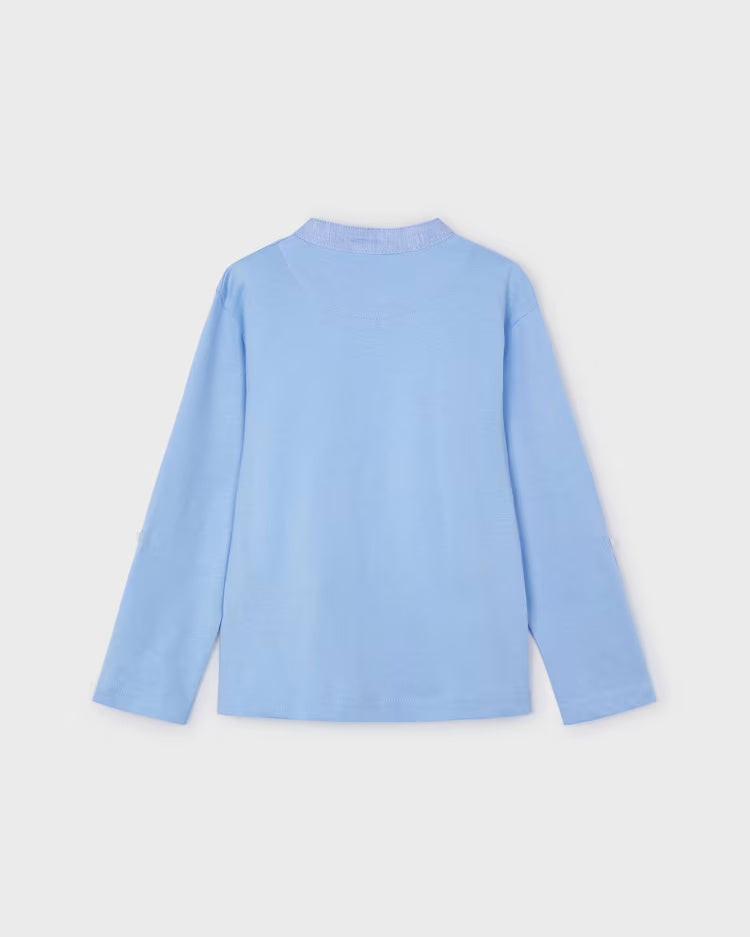Polo manica lunga con botone manica coreana bambino Mayoral celeste Mayoral Celeste