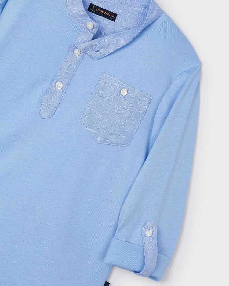 Polo manica lunga con botone manica coreana bambino Mayoral celeste Mayoral Celeste
