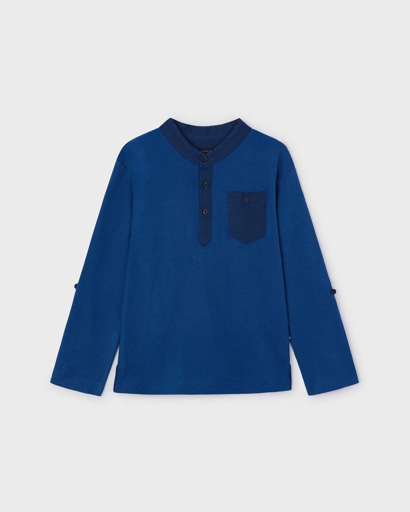 Polo manica lunga con botone manica coreana bambino Mayoral blu Mayoral Blu