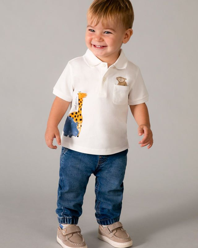 Polo Mayoral neonato cotone con animali della savana Mayoral 6 Mesi 68cm