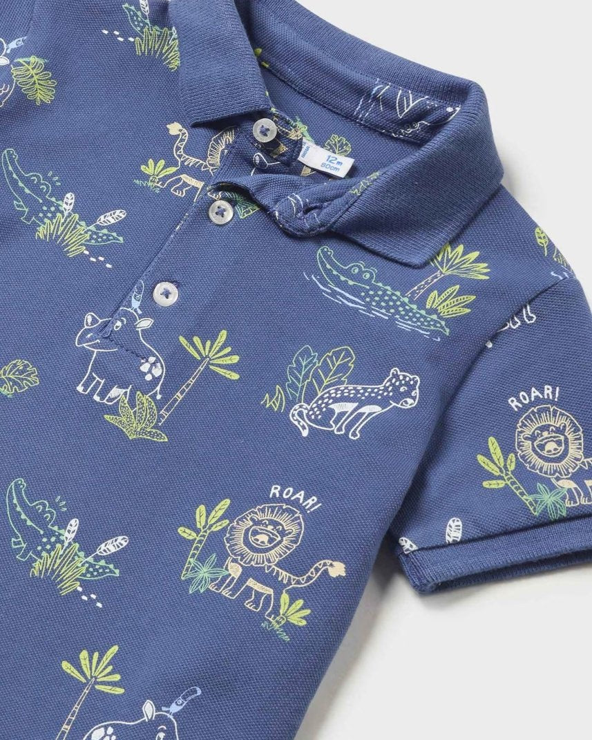 Polo piquè neonato Mayoral blu indaco coccodrilli Mayoral Indaco