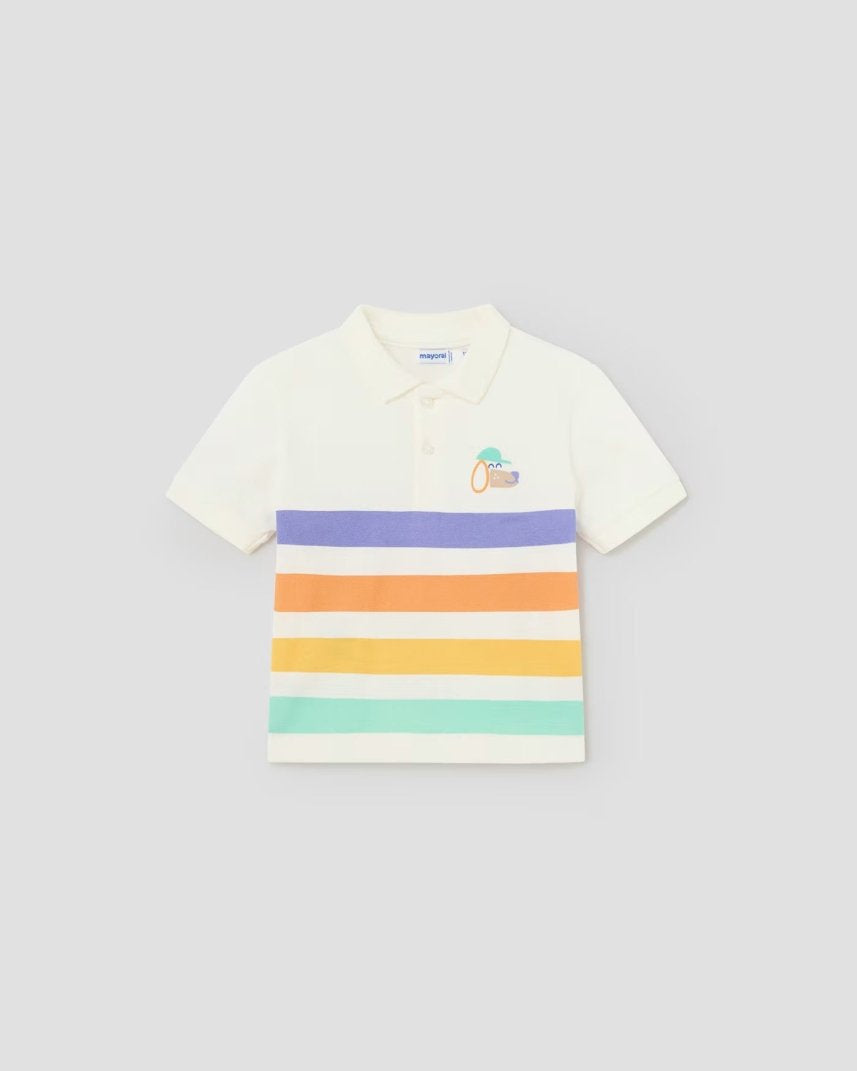 Polo piquè neonato Mayoral righe colorate Mayoral Panna