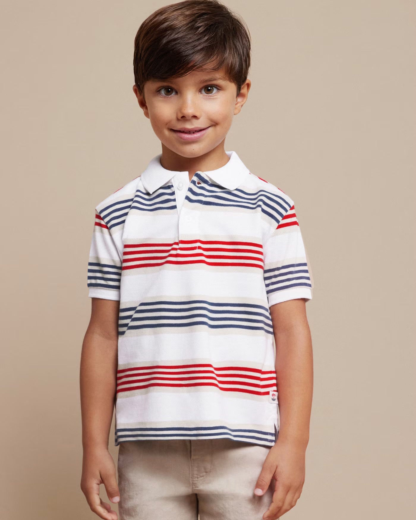 Polo manica corta bambino Mayoral righe blu e rosso Mayoral Anguria
