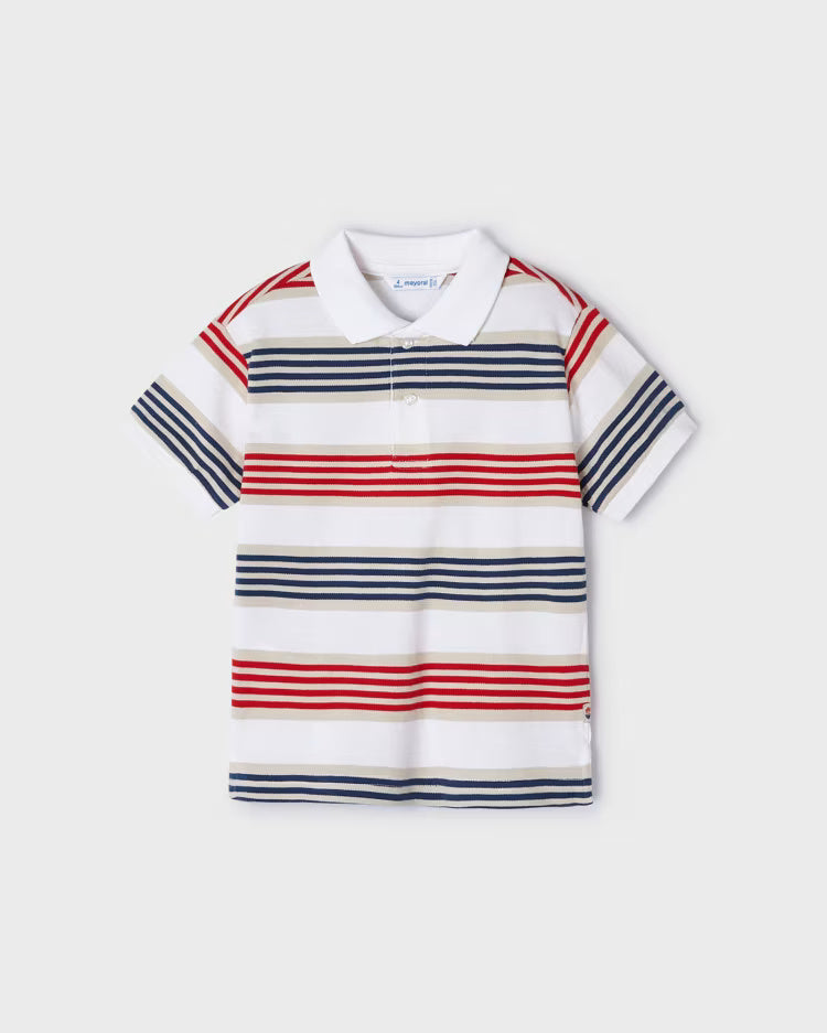 Polo manica corta bambino Mayoral righe blu e rosso Mayoral Anguria
