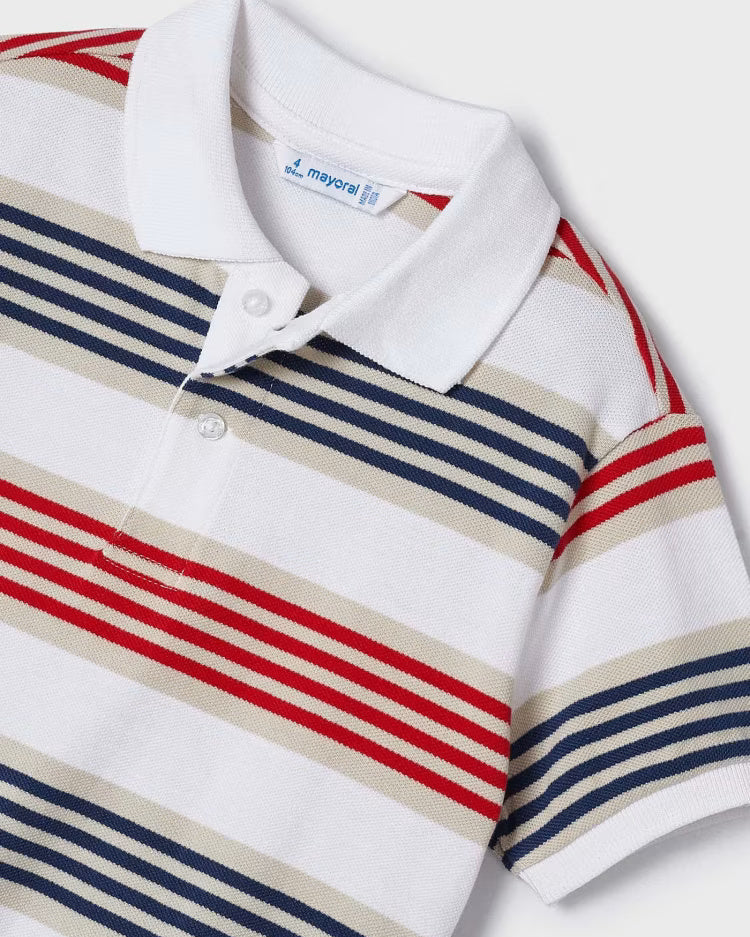 Polo manica corta bambino Mayoral righe blu e rosso Mayoral Anguria