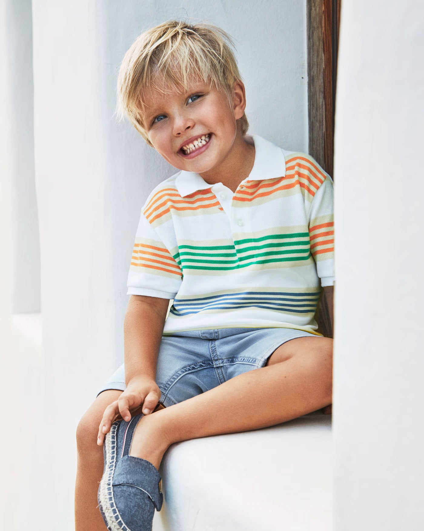 Polo manica corta bambino Mayoral righe multicolore Mayoral Multicolore