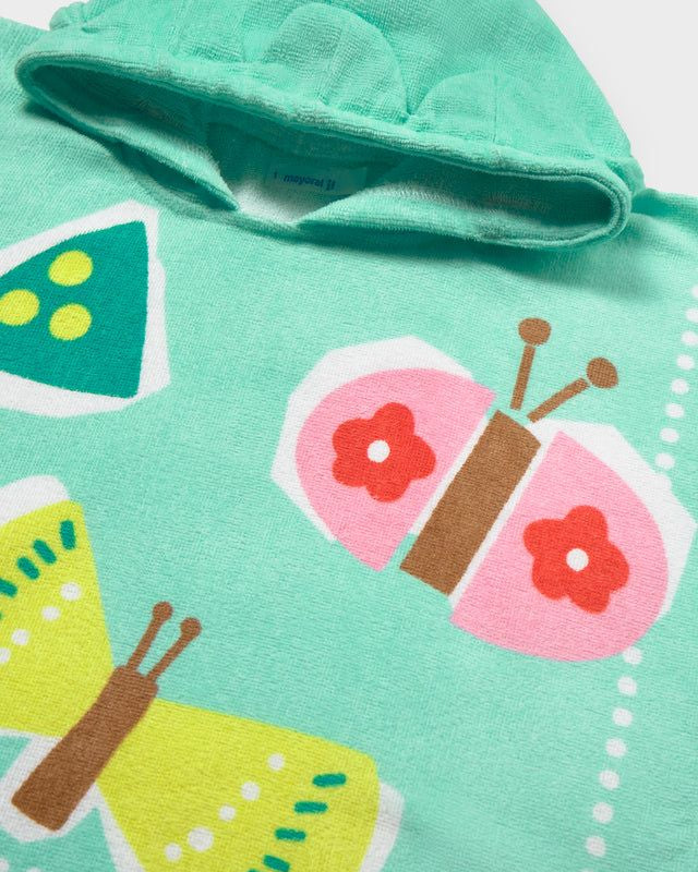 Poncho asciugamano mare con cappuccio neonata Mayoral farfalle turchese Mayoral 12 Mesi 80cm