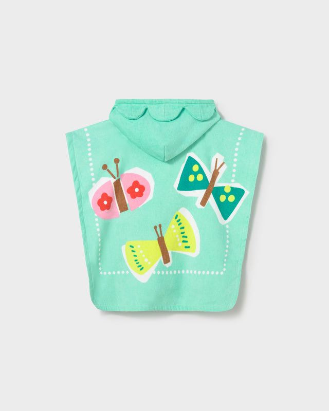 Poncho asciugamano mare con cappuccio neonata Mayoral farfalle turchese Mayoral 12 Mesi 80cm