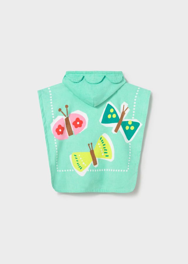 Poncho asciugamano mare con cappuccio neonata Mayoral farfalle turchese Mayoral 12 Mesi 80cm