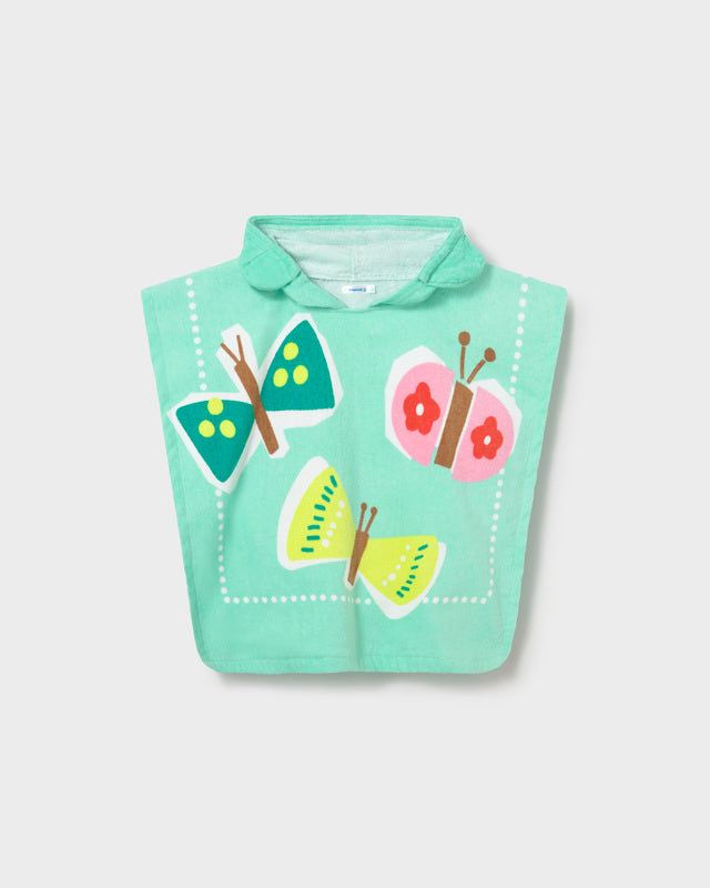 Poncho asciugamano mare con cappuccio neonata Mayoral farfalle turchese Mayoral 12 Mesi 80cm