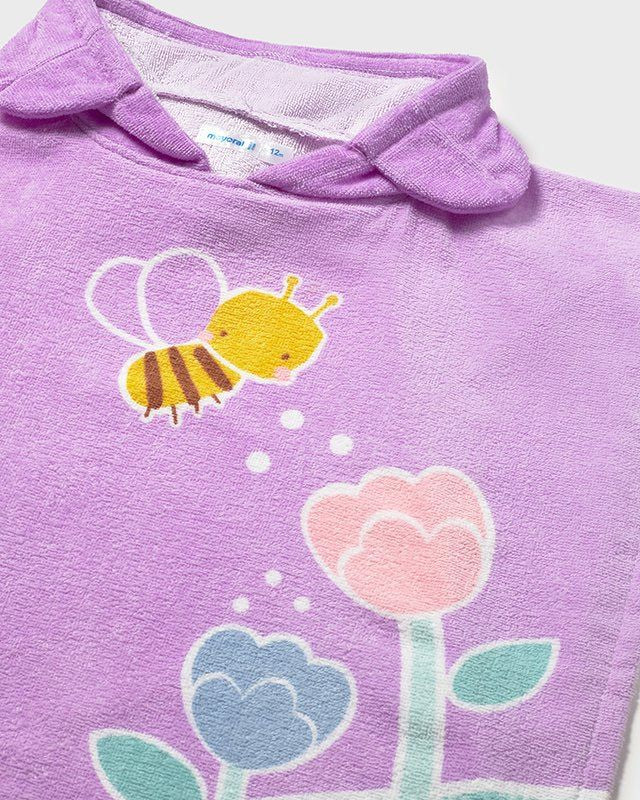 Poncho asciugamano mare con cappuccio neonata Mayoral tulipani lilla Mayoral 12 Mesi 80cm