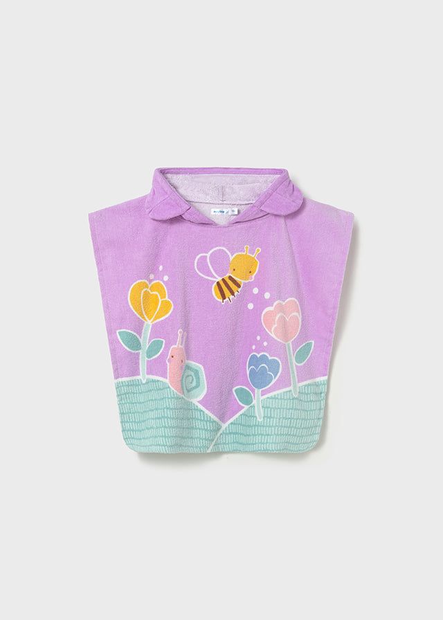 Poncho asciugamano mare con cappuccio neonata Mayoral tulipani lilla Mayoral 12 Mesi 80cm