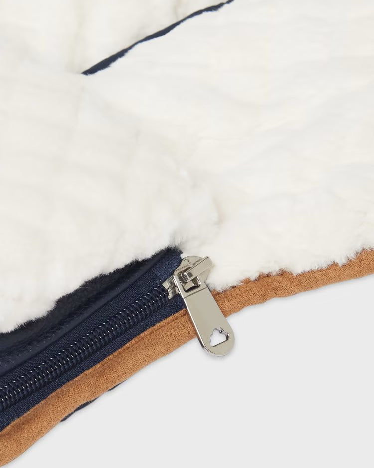 Sacco passeggino in similpelle e pellicciotto neonati Mayoral blu scuro - ErreGiModaBimbo