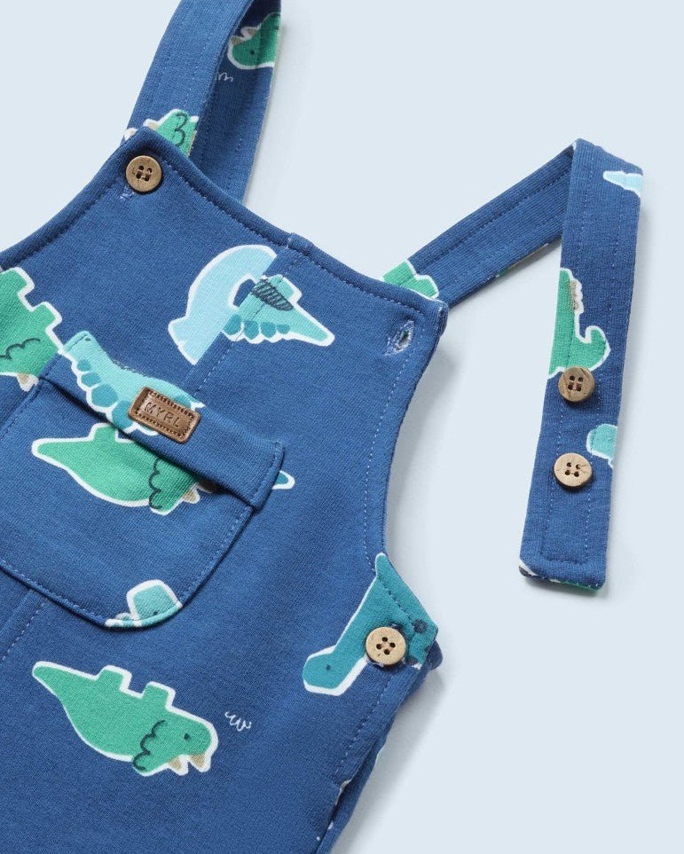 Salopette corta in cotone sostenibile con cappello neonato blu - ErreGiModaBimbo