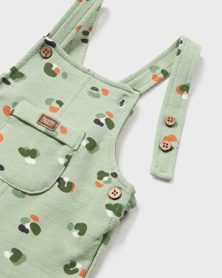 Salopette corta in cotone sostenibile con cappello neonato verde - ErreGiModaBimbo