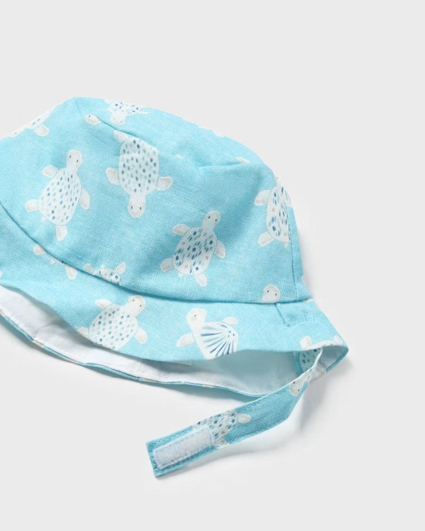 Salopette in lino con cappello neonato Mayoral Newborn azzurro Tartarughe Mayoral Azzurro