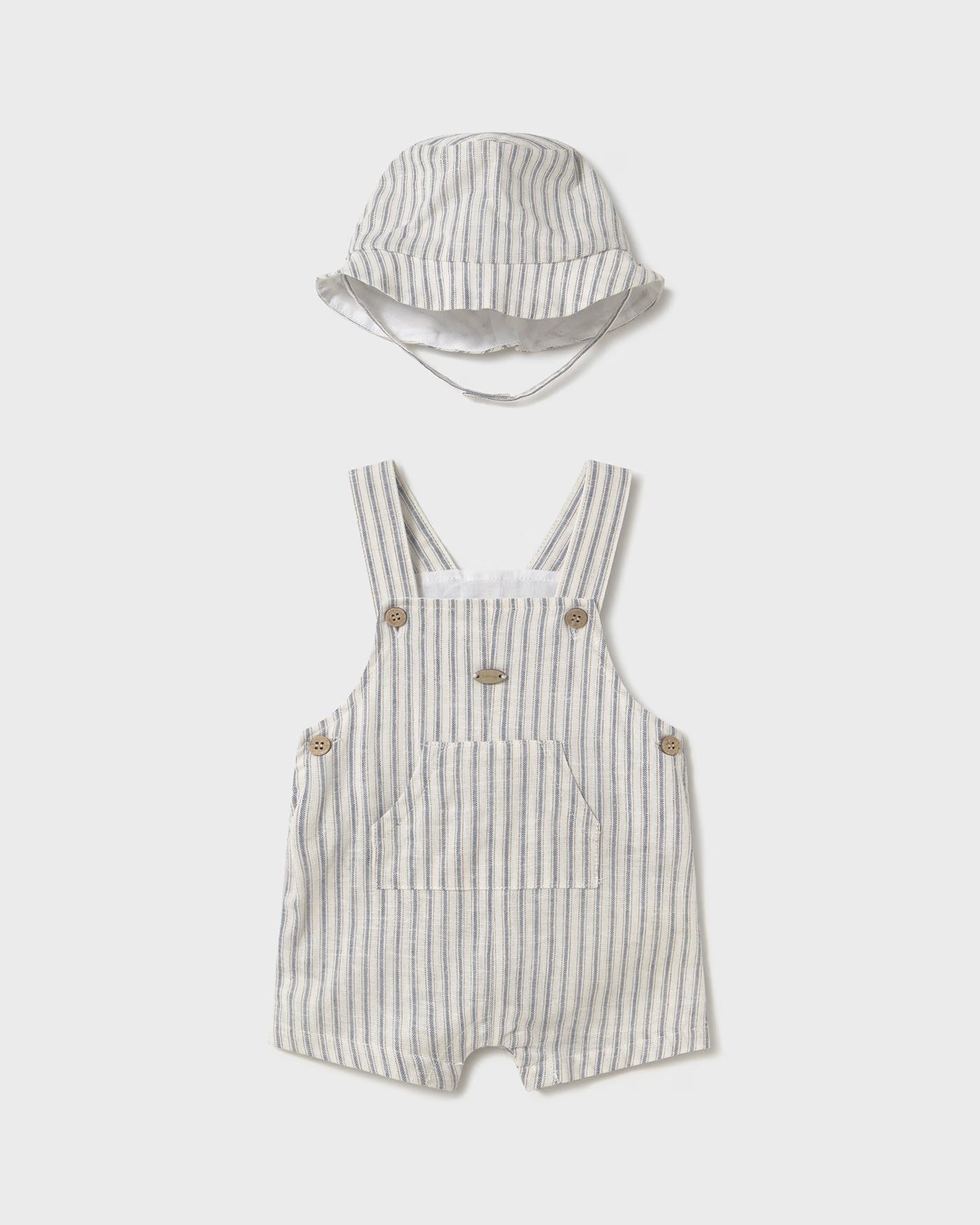 Salopette misto lino con cappello neonato Mayoral Newborn righe Mayoral Panna