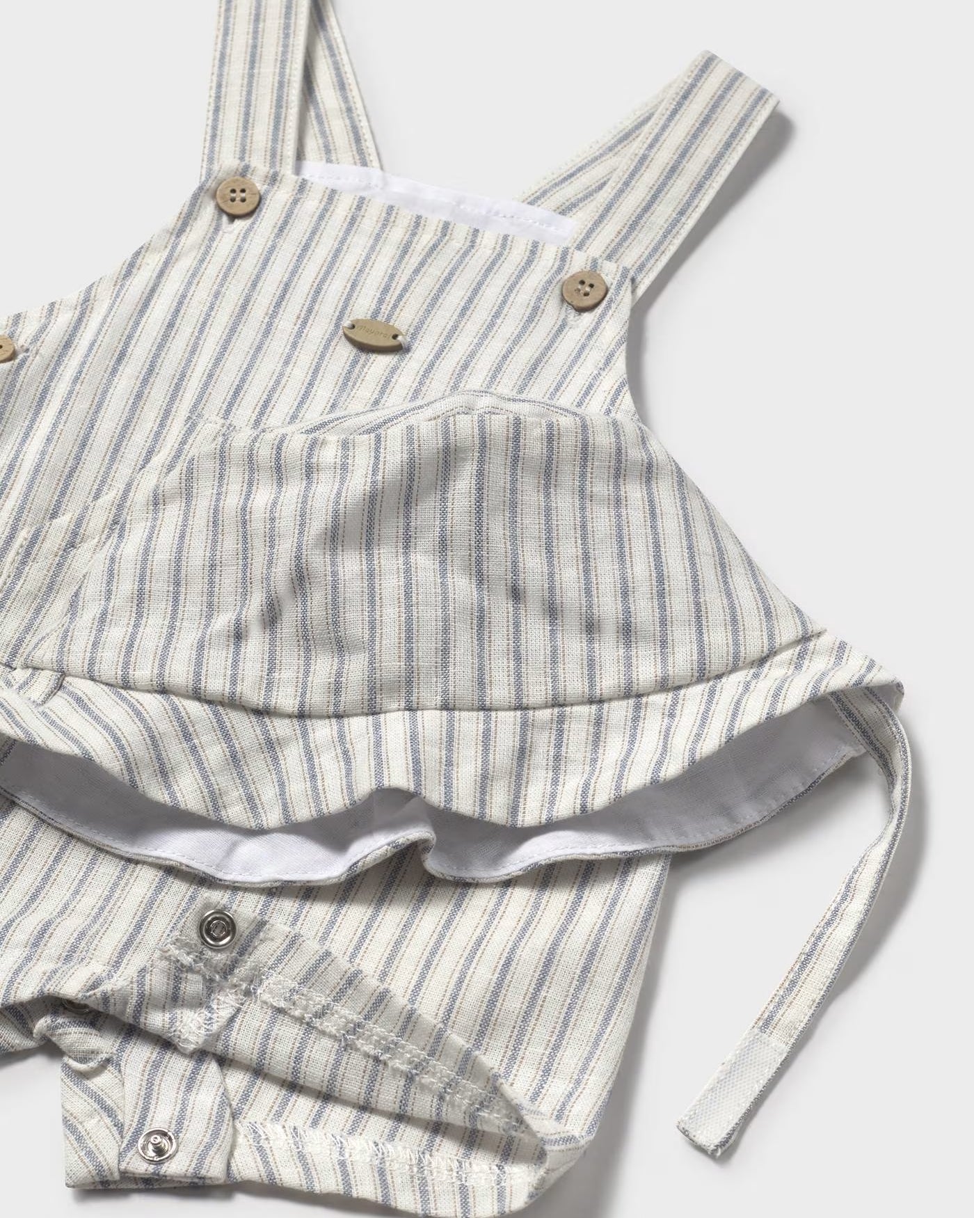 Salopette misto lino con cappello neonato Mayoral Newborn righe Mayoral Panna