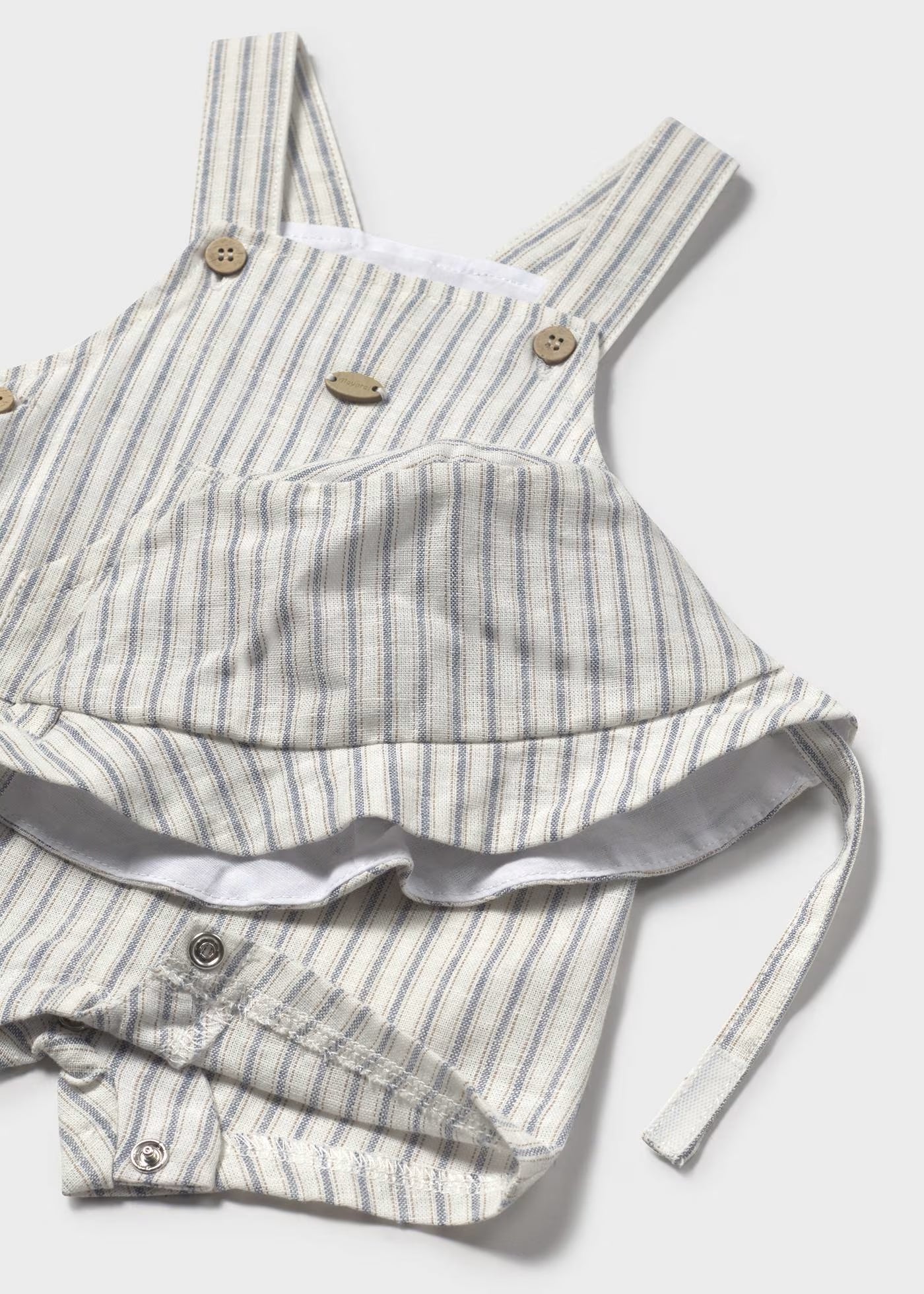 Salopette misto lino con cappello neonato Mayoral Newborn righe Mayoral Panna