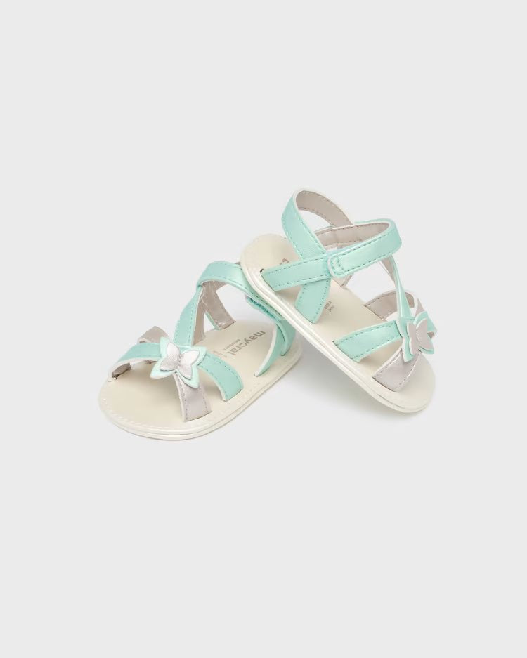 Sandali stampati con chiusura velcro neonata Mayoral Newborn verde acqua - ErreGiModaBimbo