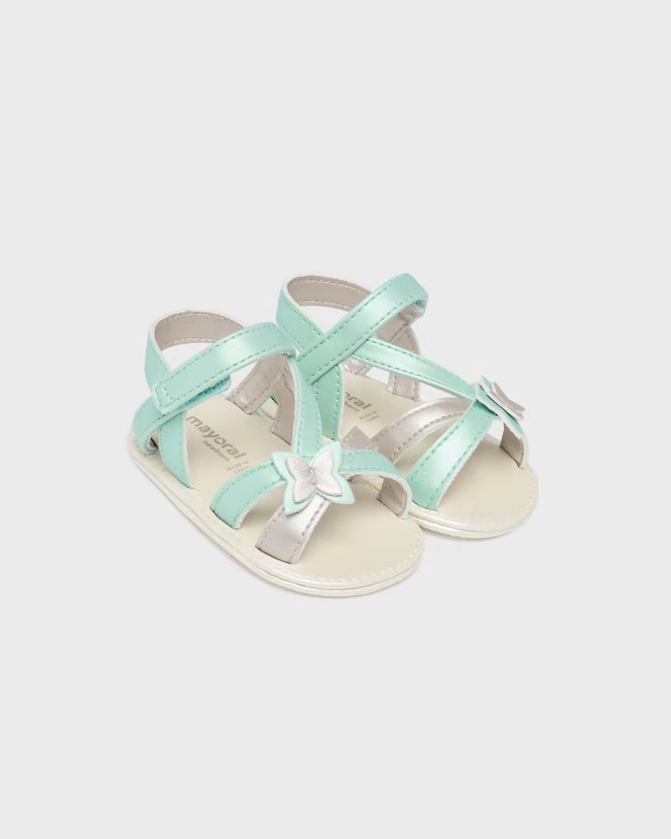Sandali stampati con chiusura velcro neonata Mayoral Newborn verde acqua - ErreGiModaBimbo