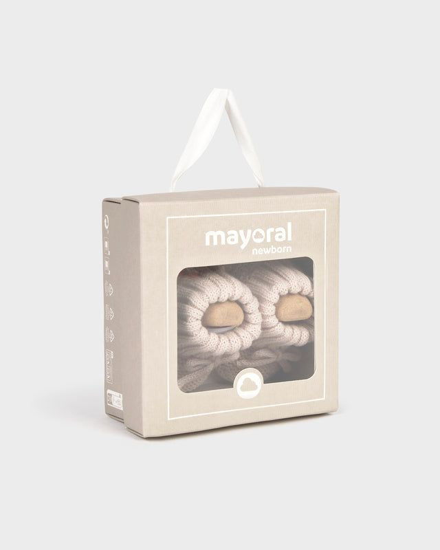 Scarpine tricot neonato Mayoral Newborn in filo beige Mayoral 0 Mesi