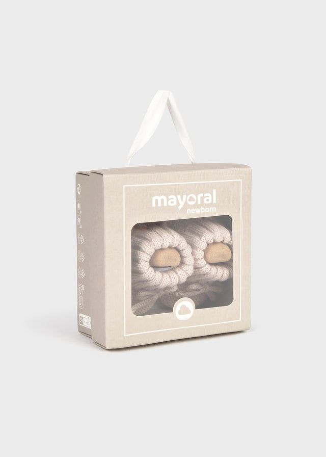 Scarpine tricot neonato Mayoral Newborn in filo beige Mayoral 0 Mesi