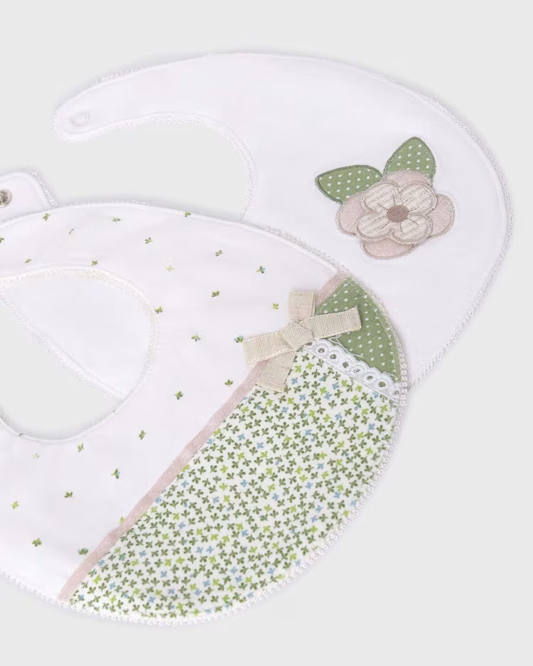 Set 2 bavaglini Mayoral Newborn neonata fiori verde e bianco Mayoral Default Title
