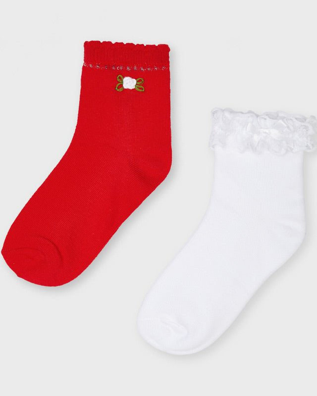 Set 2 calzini ragazza Mayoral rosso e bianco - ErreGiModaBimbo