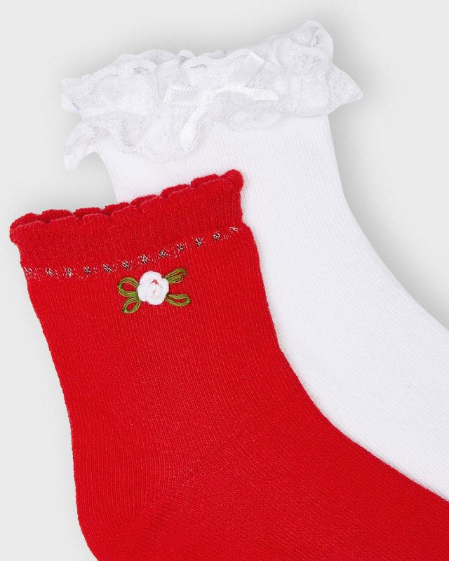 Set 2 calzini ragazza Mayoral rosso e bianco - ErreGiModaBimbo