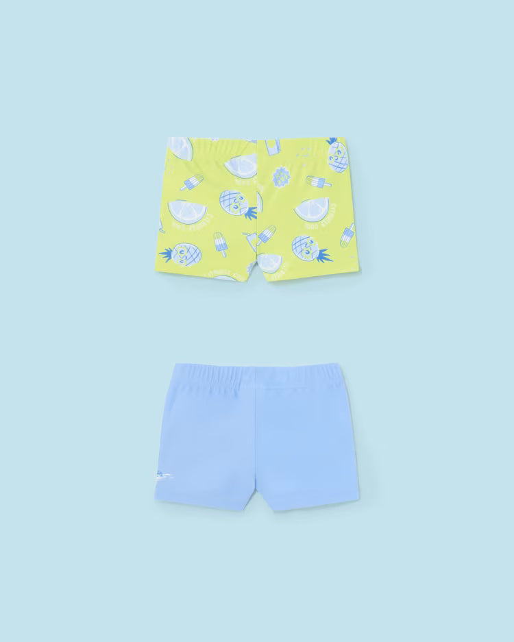 Set 2 costumi da bagno boxer neonato Mayoral lime e azzurro Mayoral Lime